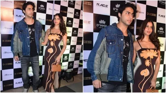 Aryan Khan and Suhana Khan lately donned stunning gown dresses to the group. ( HT photo/VarinderChawla )