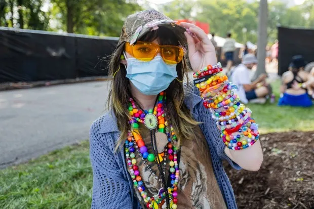 Audrey Koopmans, 20, of Long Beach, California poses at Lollapalooza in Chicago's Grant Park on Aug. 2, 2024. (Tess Crowley/Chicago Tribune)