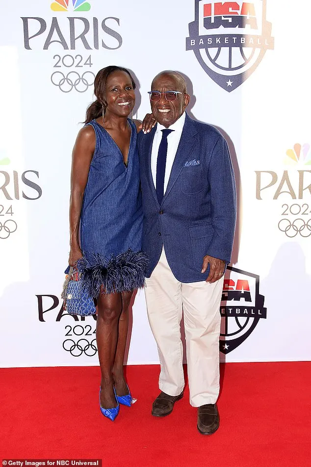 Roker was joined by his stylish wife Deborah Roberts, 63, who wowed in a denim dress with a feather trim