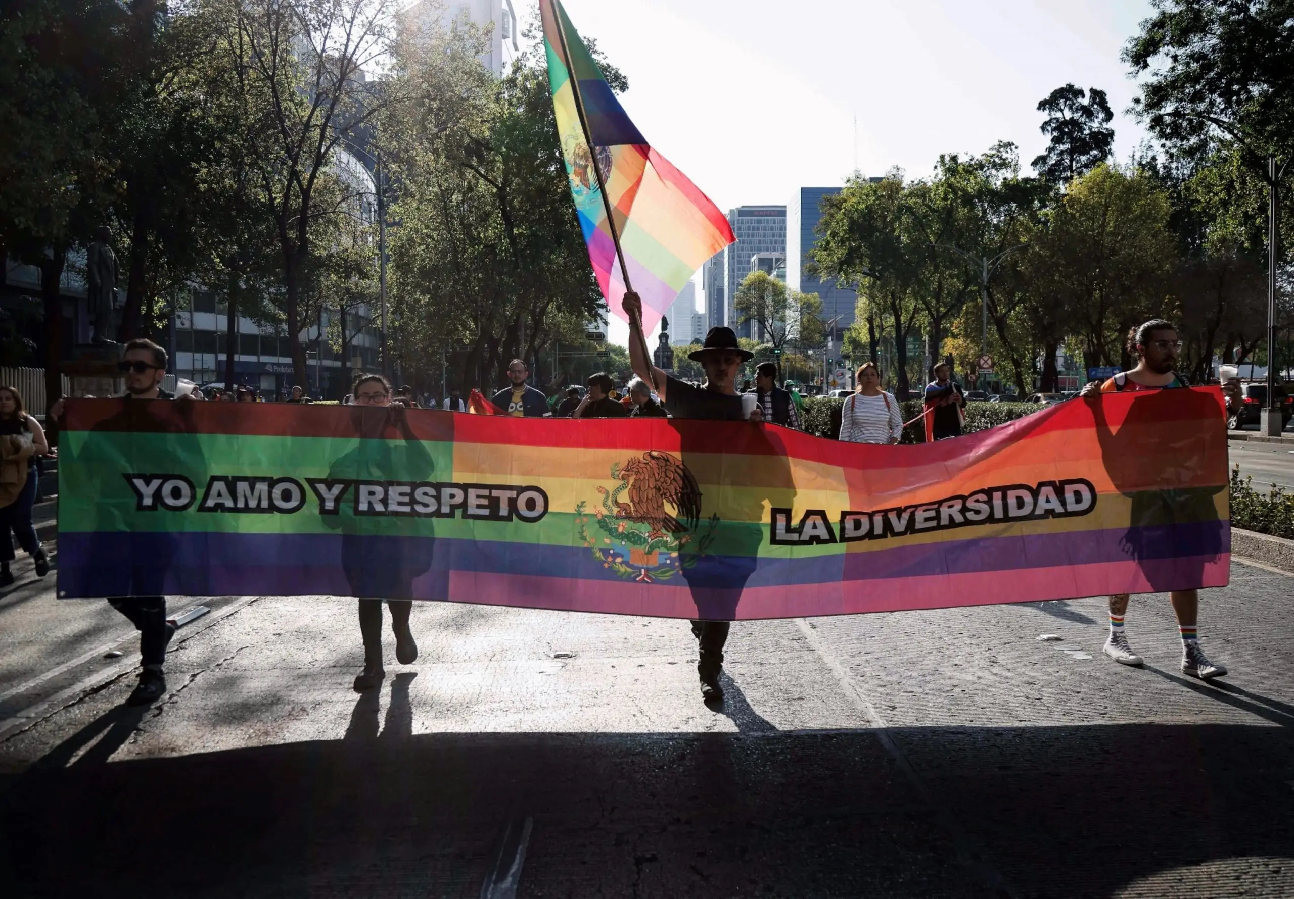 PHOTO: Members of the LGBTQ community take part in a protest following the murder of trans woman activist Samantha Gomes, Jan. 15, 2024, in Mexico City.