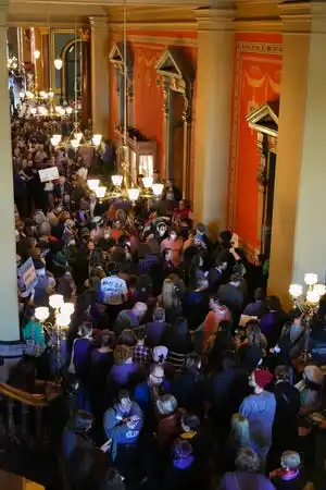 Iowans speak out on bill removing gender identity protections from civil rights law on Wednesday, Jan. 31, 2024, at the Iowa State Capitol in Des Moines.