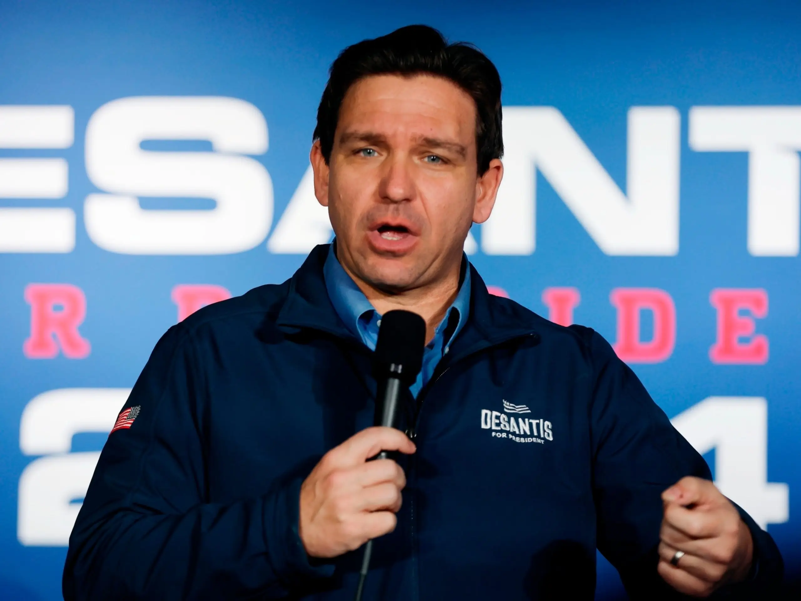 PHOTO: Florida Gov. Ron DeSantis speaks during a campaign event, Jan. 17, 2024, in Hampton, N.H.