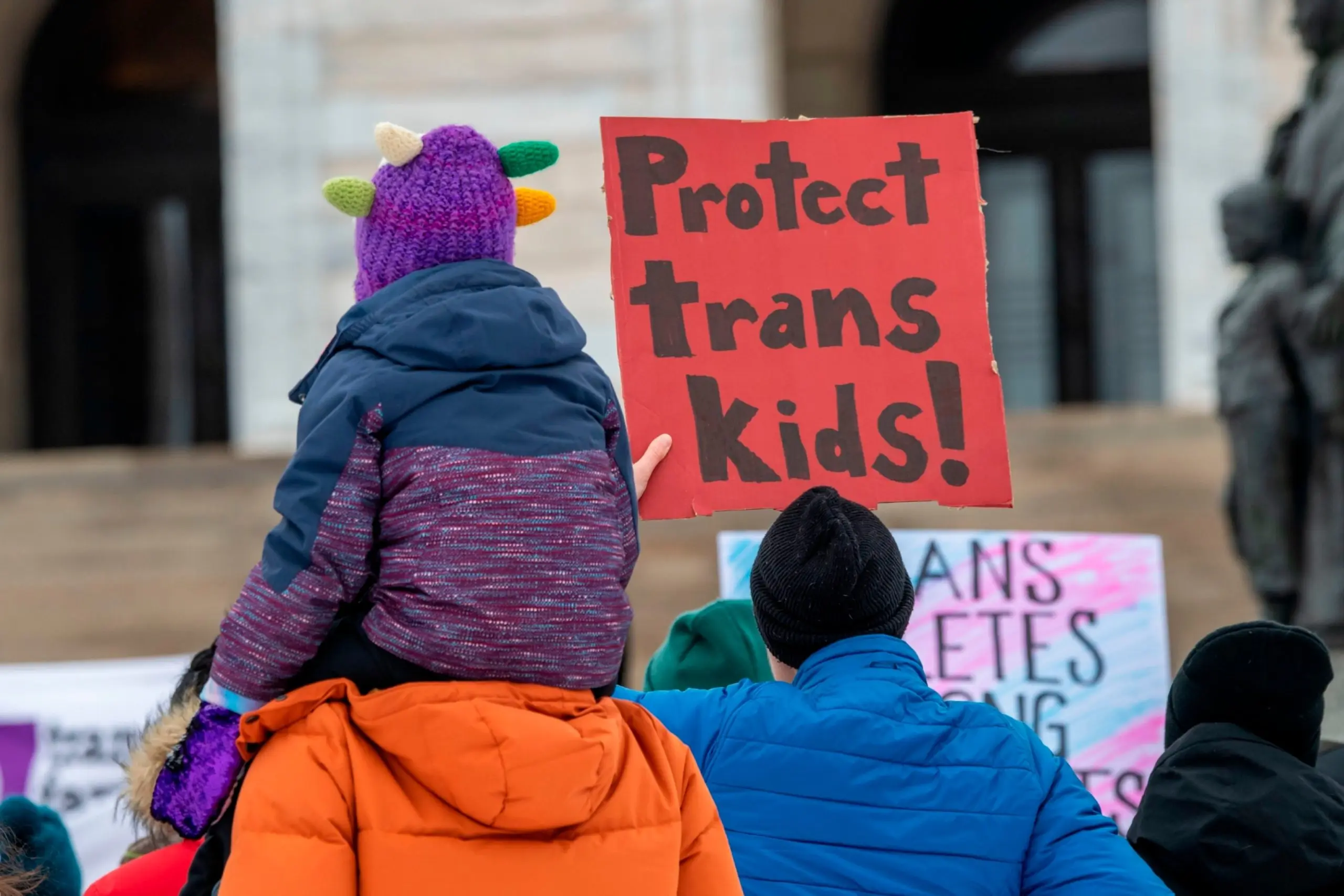 PHOTO: Minnesotans hold a rally in St. Paul, Minnesota, on March 6, 2022, to help transgender children across the nation.