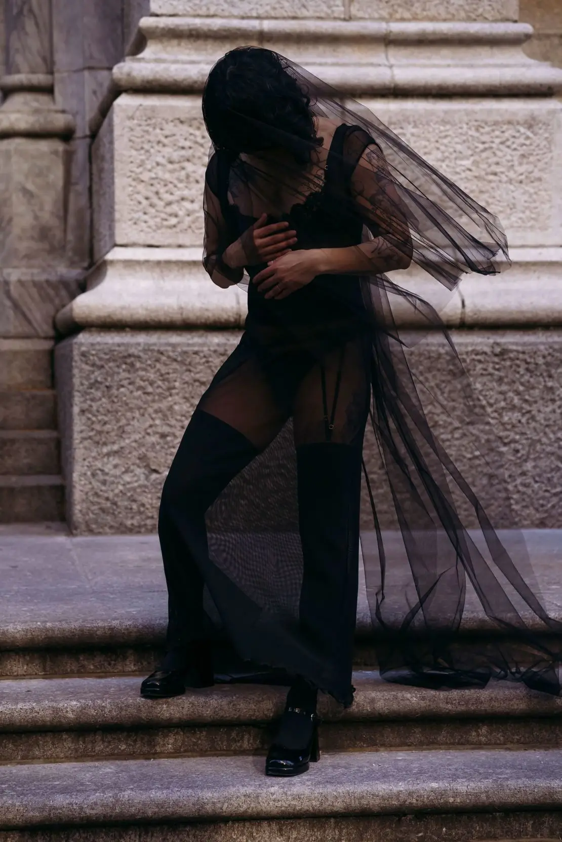 Fran Tirado poses outside St. Patrick's Cathedral before the funeral.