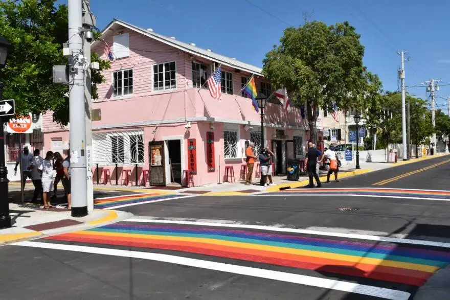 Rainbow crosswalks on Duval Street, in Key West.