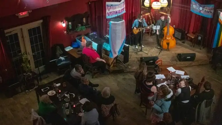 Little Sparrow performs at the Trans Day of Visibility.