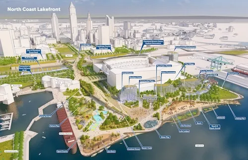 Latest plans for downtown Cleveland lakefront at 60% completion