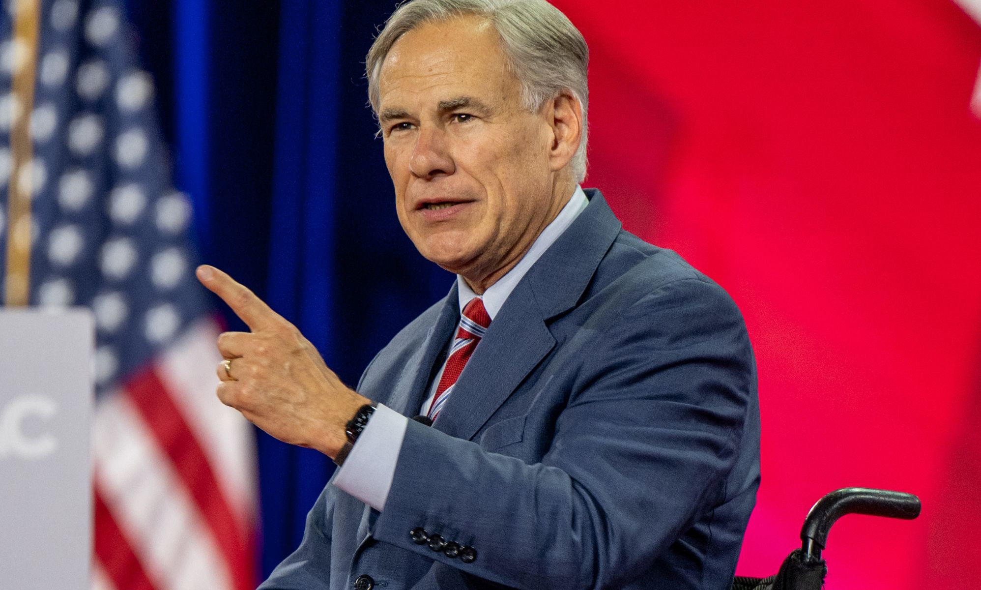 Greg Abbott Speaking during a guest spot at CPAC.