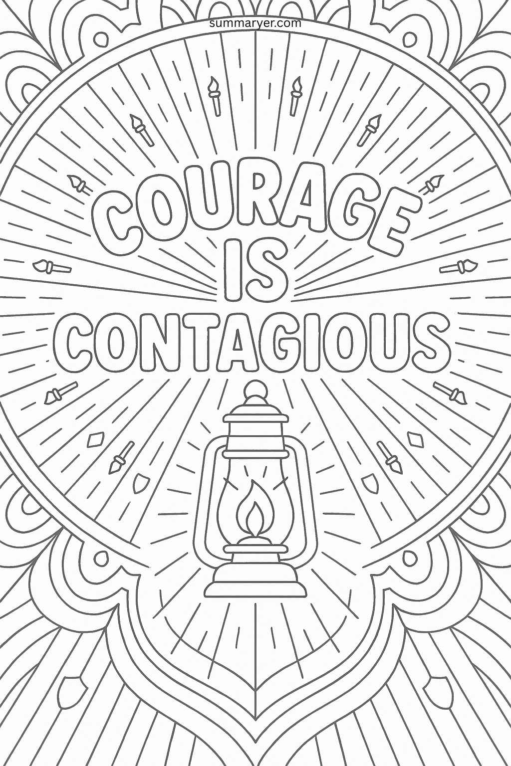 Inspirational Coloring Sheets: 10 Uplifting Mandala Quotes to Color Your Day Brighter "Quote 3"