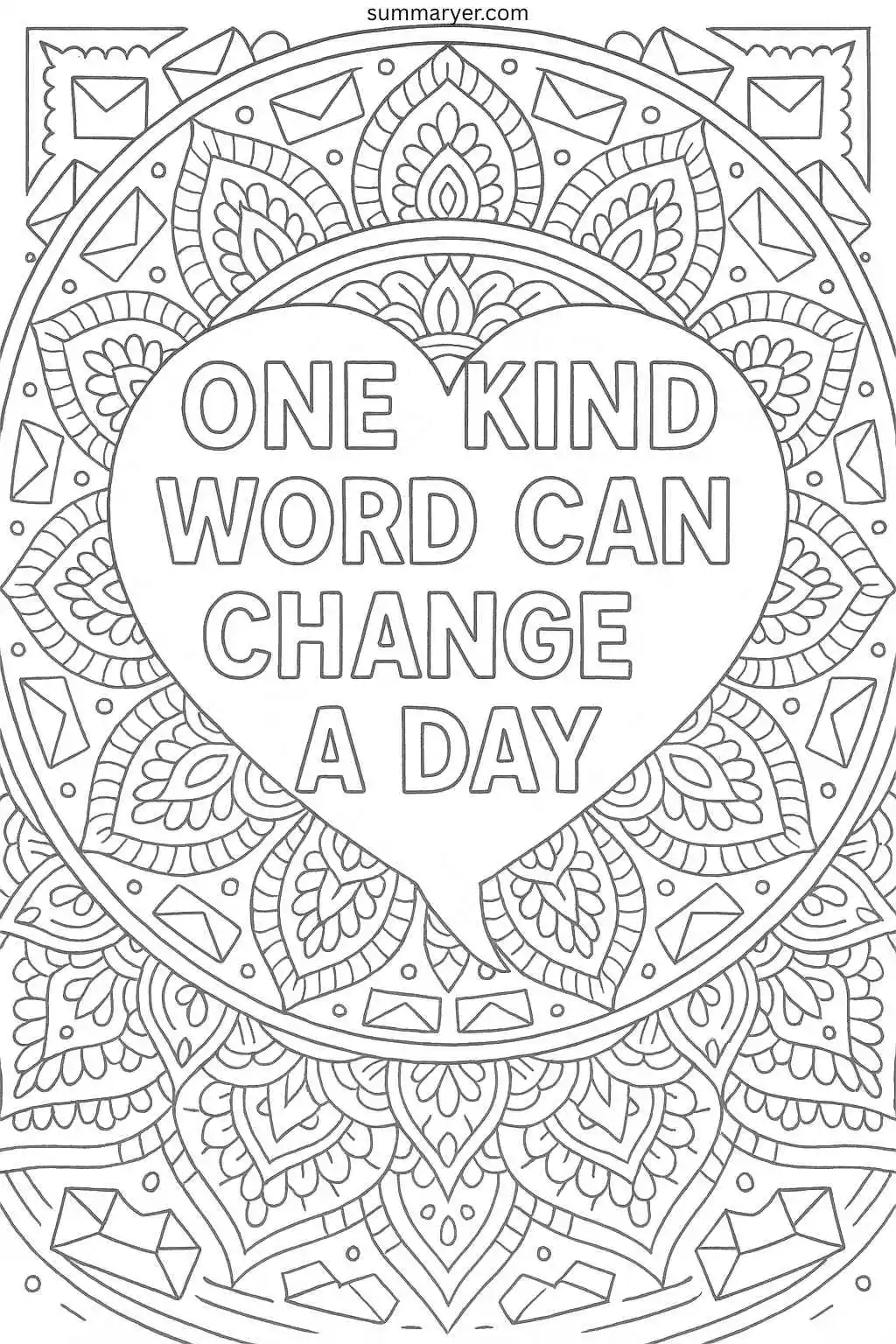 Inspirational Coloring Sheets: 10 Uplifting Mandala Quotes to Color Your Day Brighter "Quote 5"