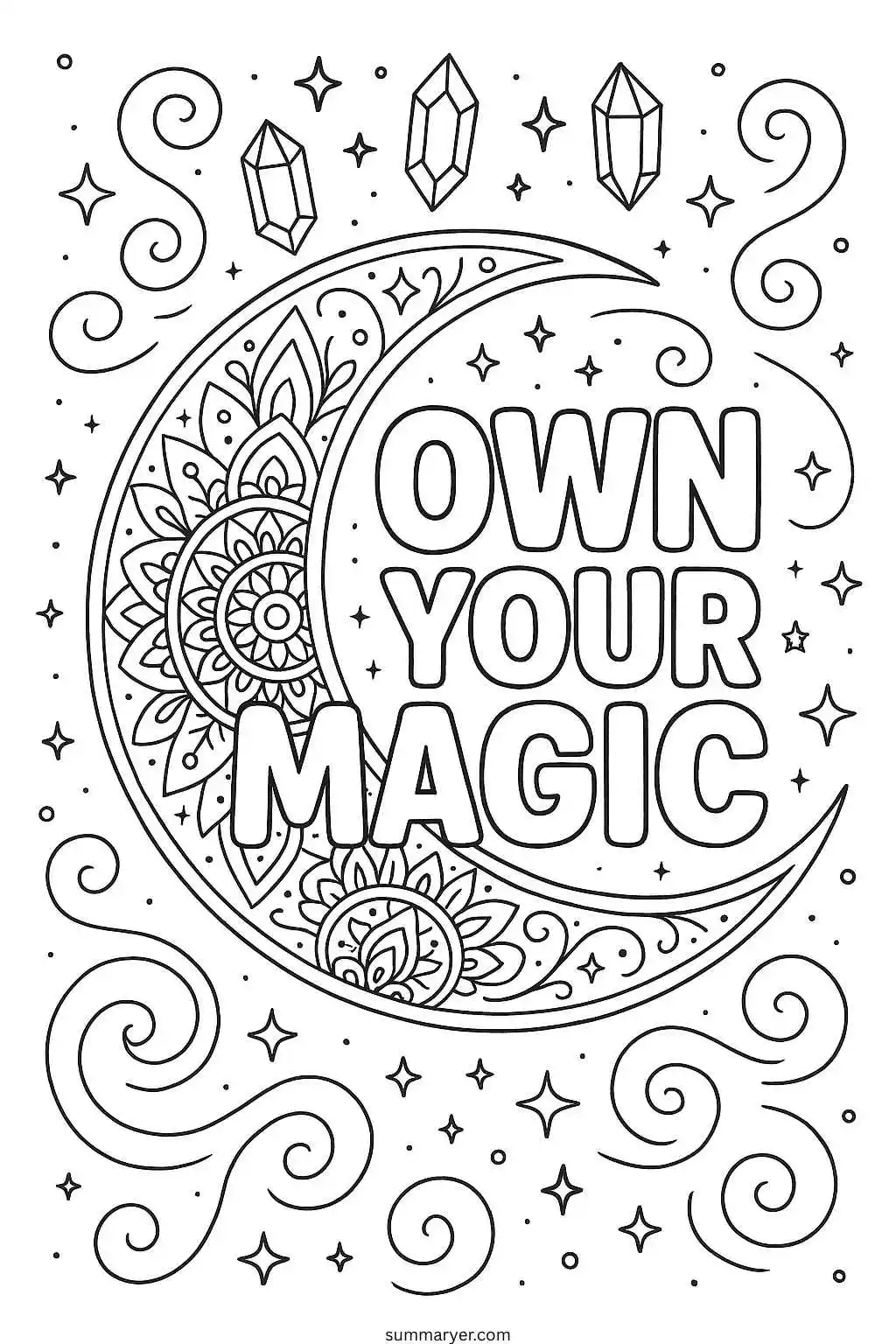 Inspirational Coloring Sheets: A Gentle Path to Daily Positivity "Quote 1"