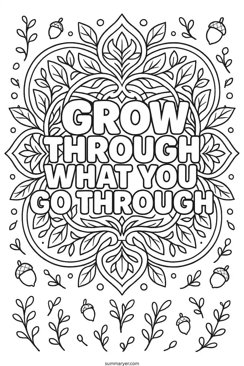 Inspirational Coloring Sheets: A Gentle Path to Daily Positivity "Quote 2"