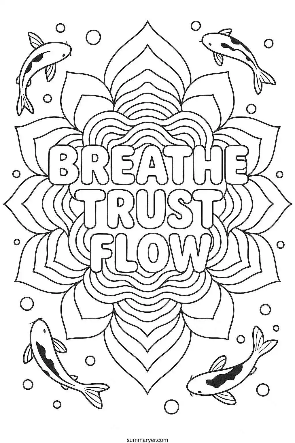 Inspirational Coloring Sheets: A Gentle Path to Daily Positivity "Quote 4"