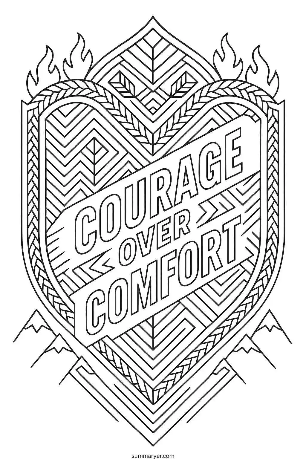 Inspirational Coloring Sheets: A Gentle Path to Daily Positivity "Quote 6"