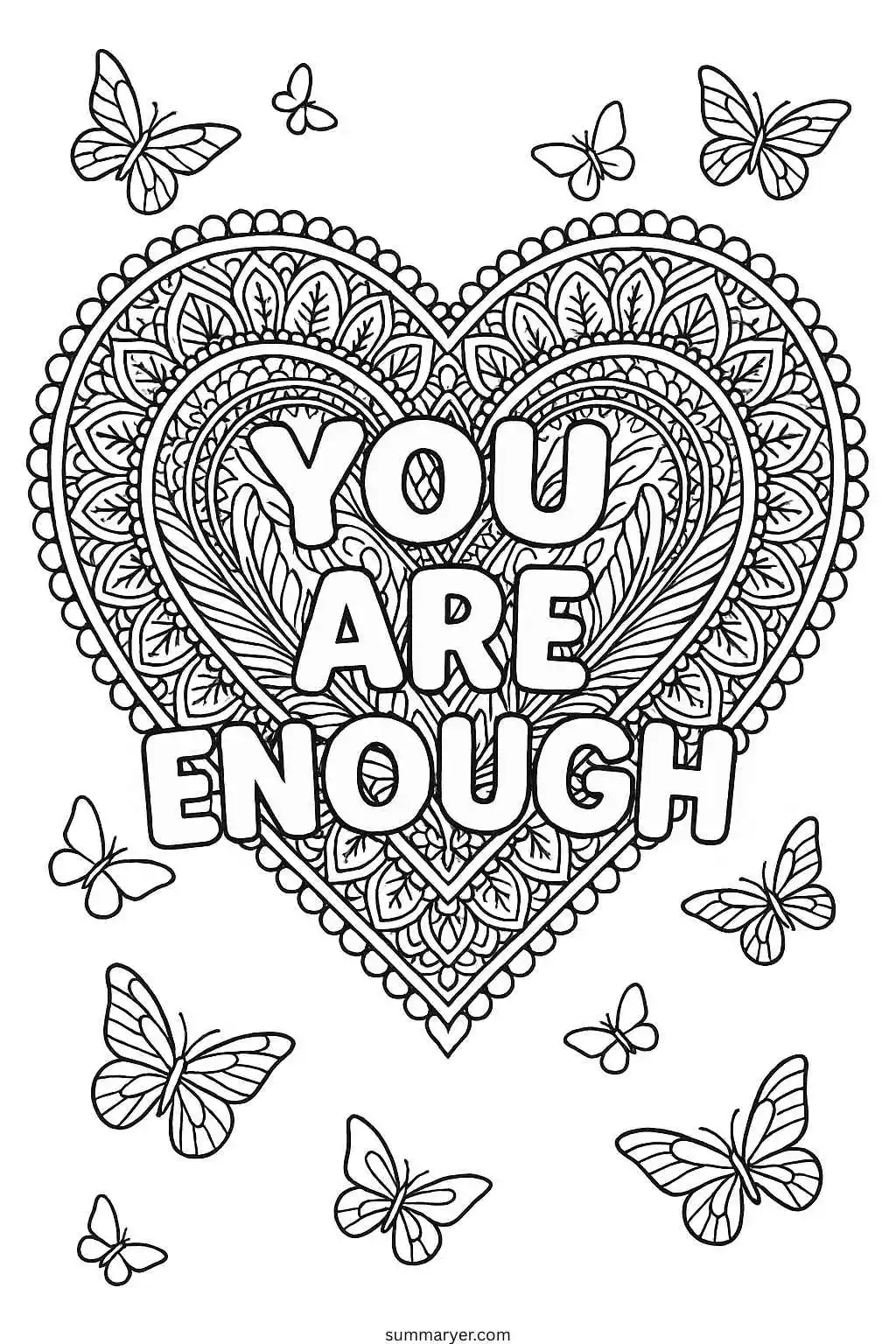 Inspirational Coloring Sheets: A Gentle Path to Daily Positivity "Quote 7"