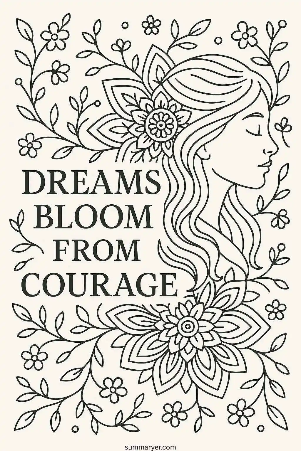 Inspirational Coloring Sheets: 10 Uplifting Pages to Boost Creativity and Calm "Quote 1"