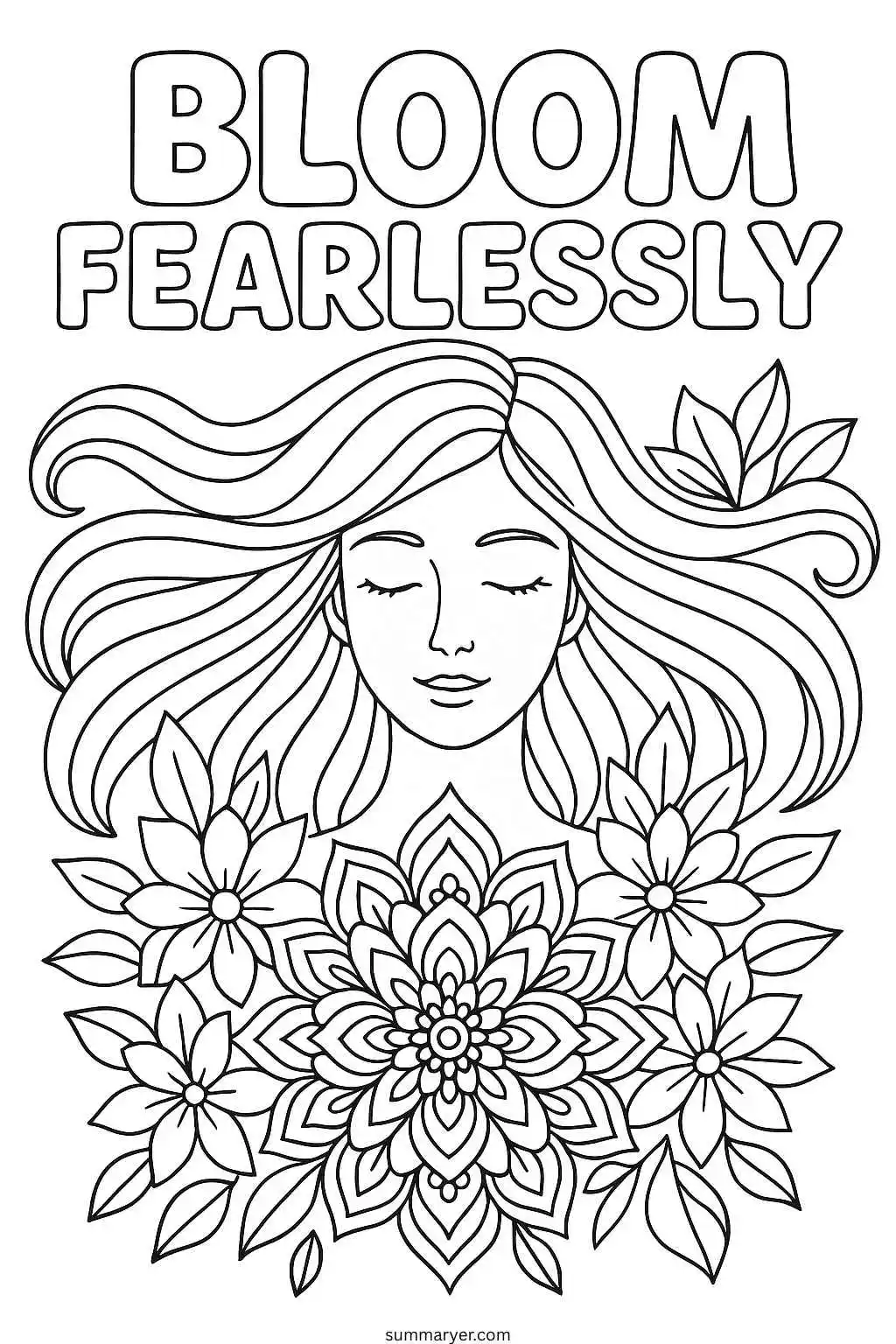 Inspirational Coloring Sheets: 10 Uplifting Quote Portrait Pages to Spark Joy & Creativity "Quote 1"