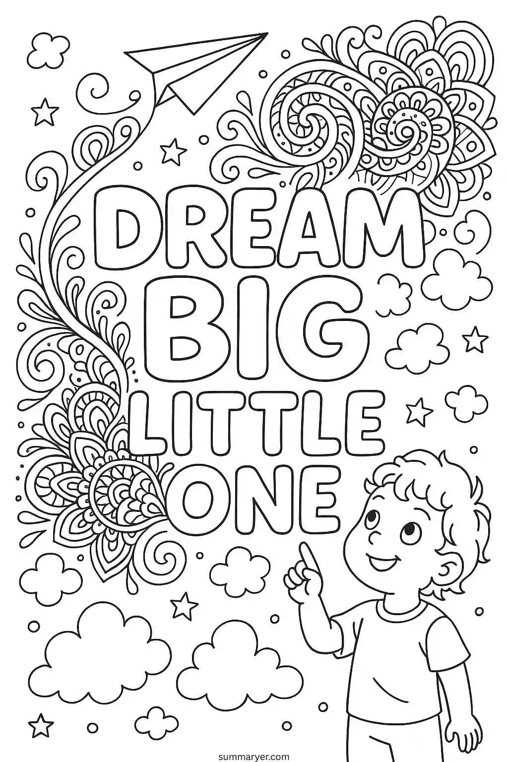 Inspirational Coloring Sheets: 10 Uplifting Quote Portrait Pages to Spark Joy & Creativity "Quote 7"