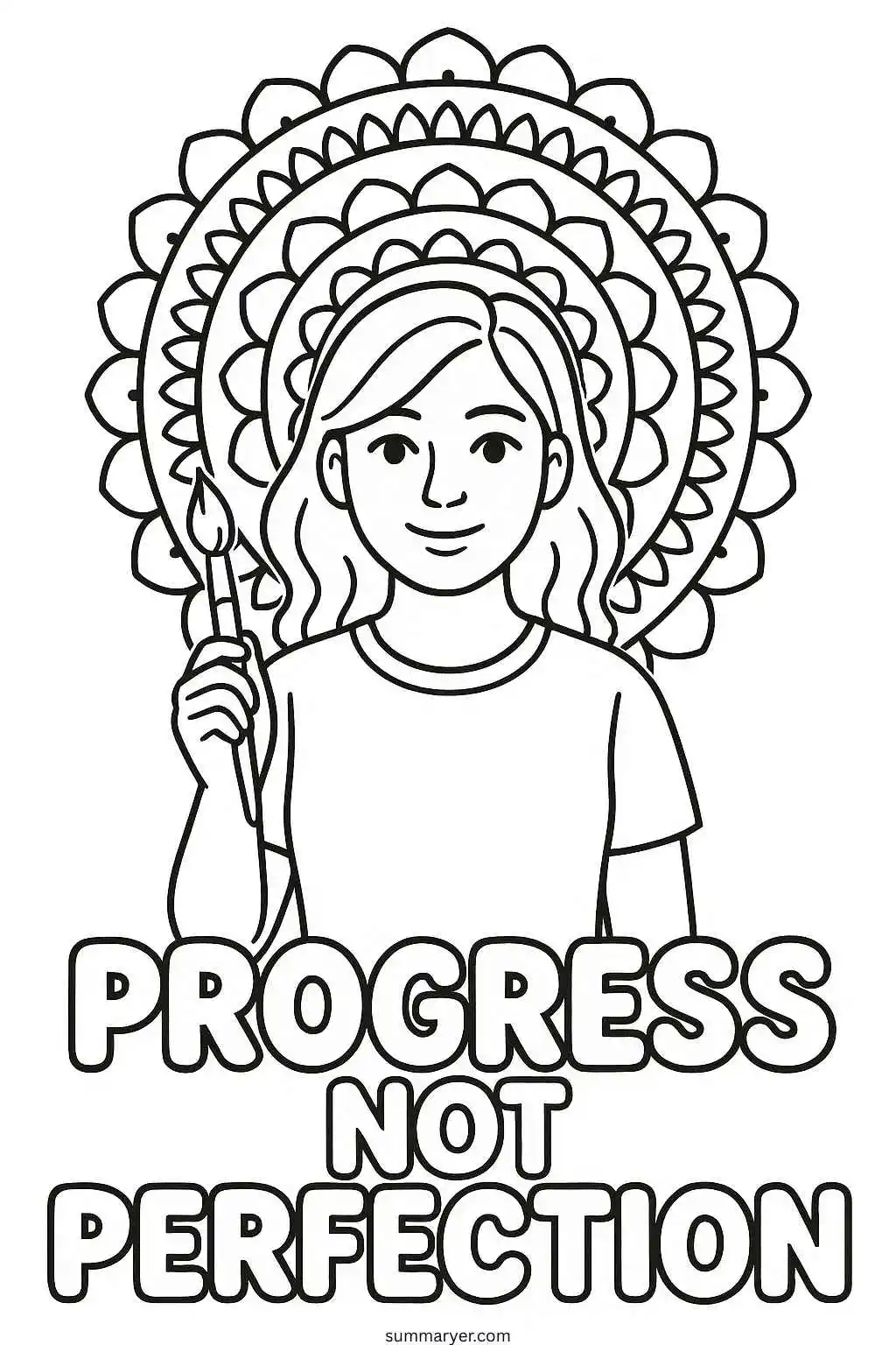 Inspirational Coloring Sheets: 10 Uplifting Quote Portrait Pages to Spark Joy & Creativity "Quote 8"