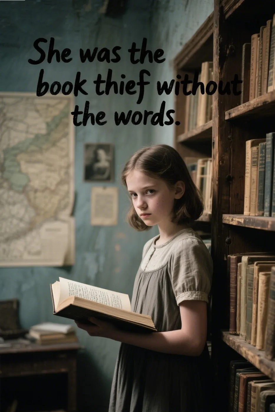 📝 3. “She was the book thief without the words.”
