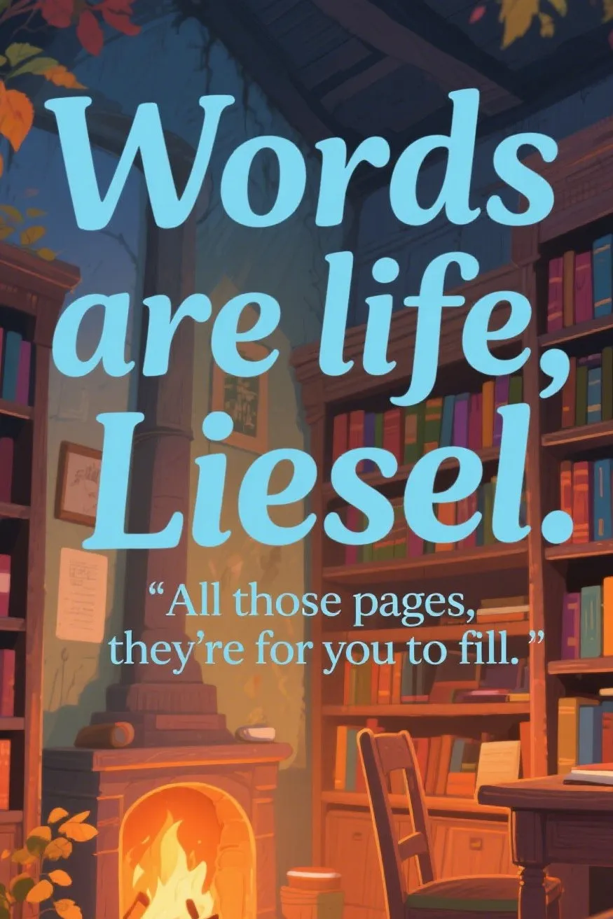 💬 4. “Words are life, Liesel. All those pages, they're for you to fill.”