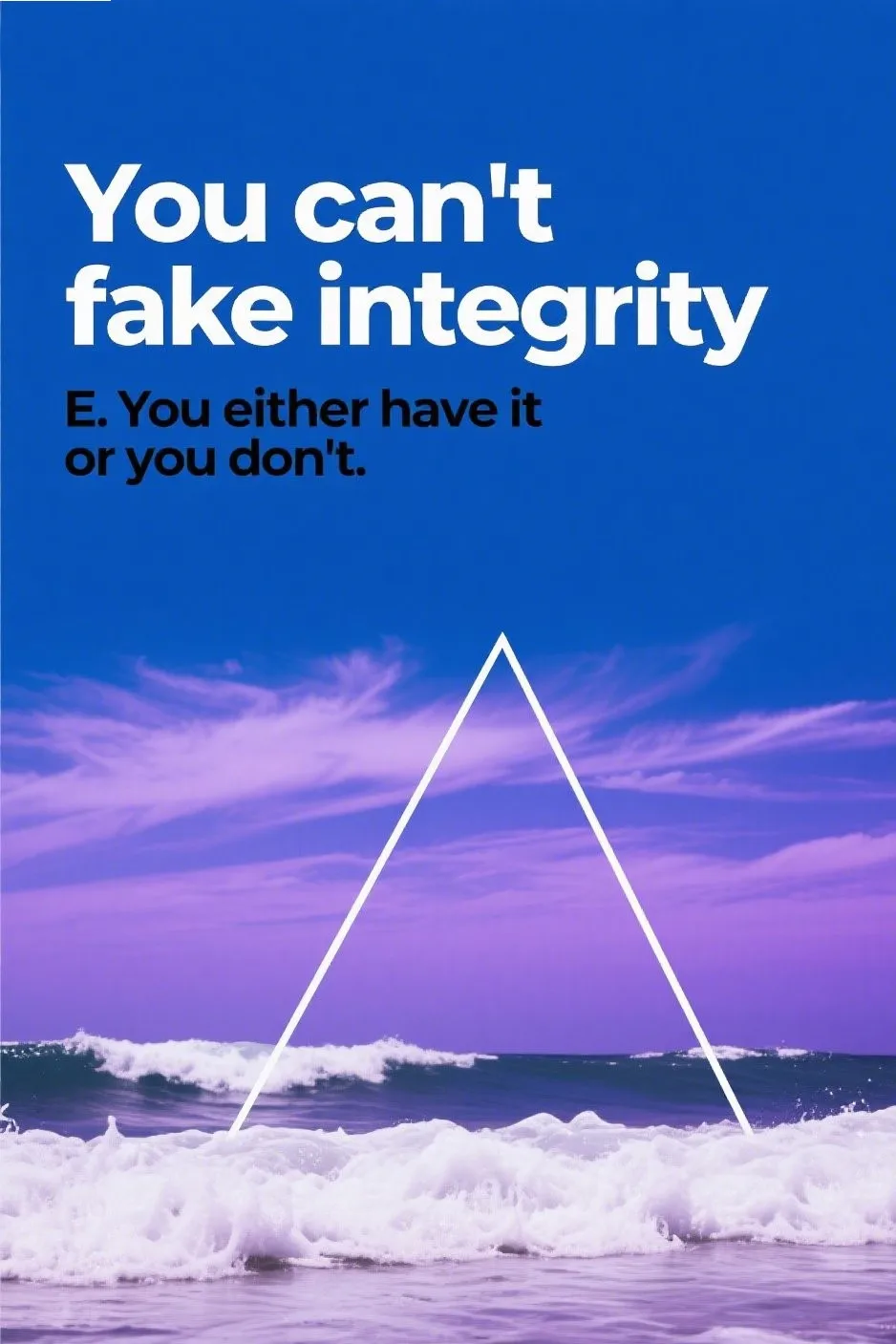 4. “You can’t fake integrity, E. You either have it or you don’t.”