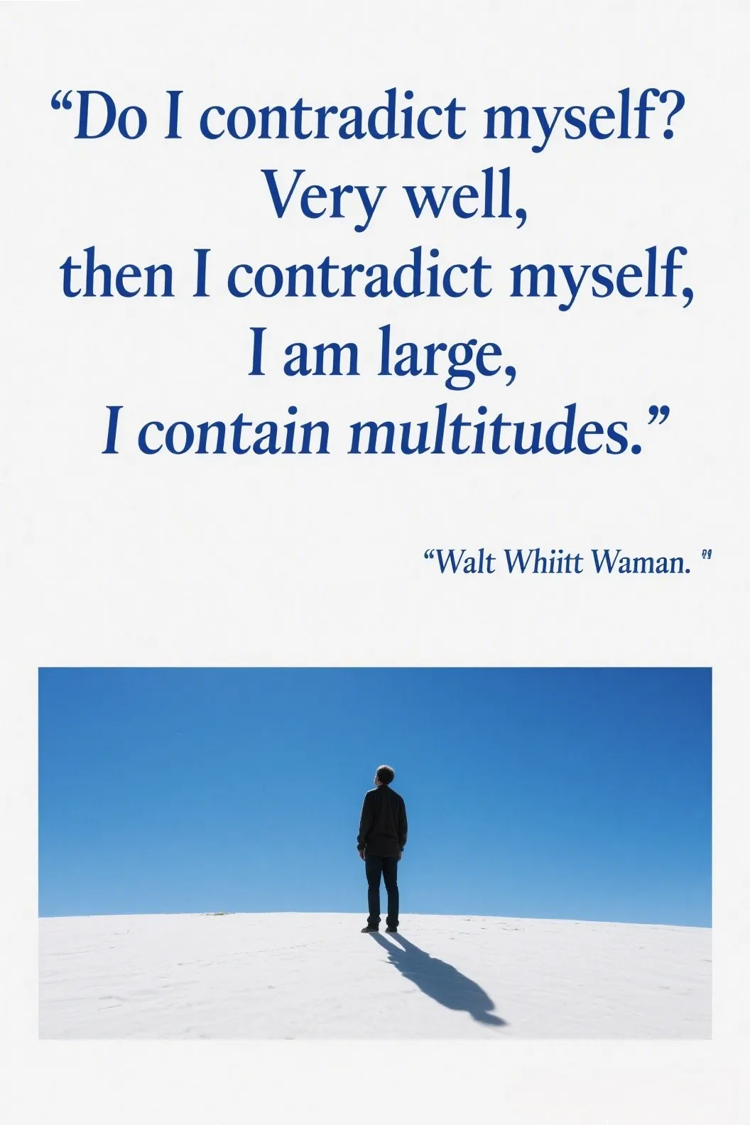 1. “Do I contradict myself? Very well, then I contradict myself, I am large, I contain multitudes.”