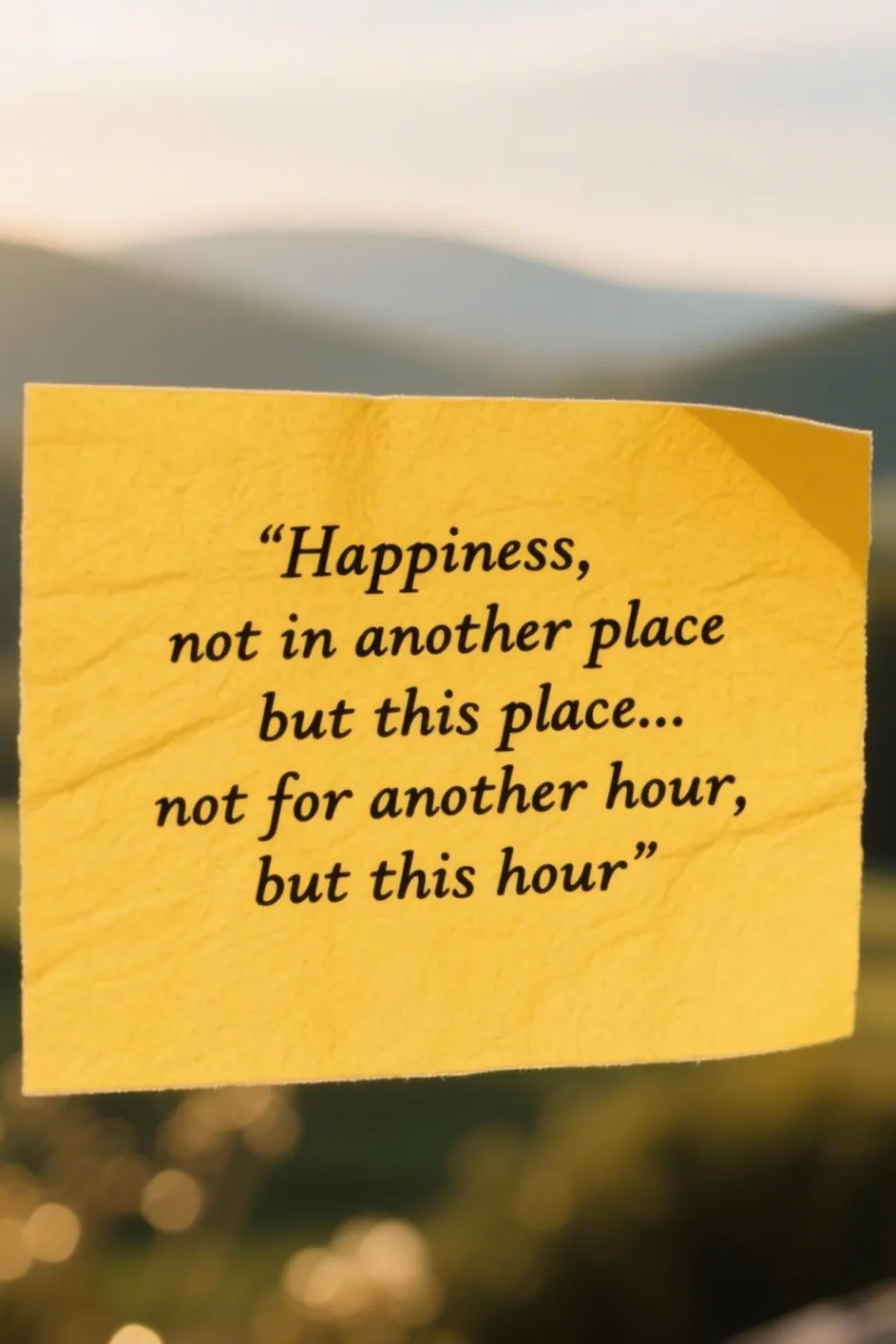 5. “Happiness, not in another place but this place… not for another hour, but this hour.”