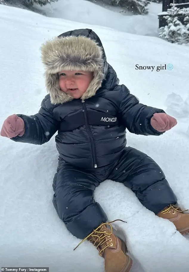 Molly-Mae showcased her baby daughter Bambi’s luxury designer ski wardrobe on Instagram on Thursday during the trip to Courchevel