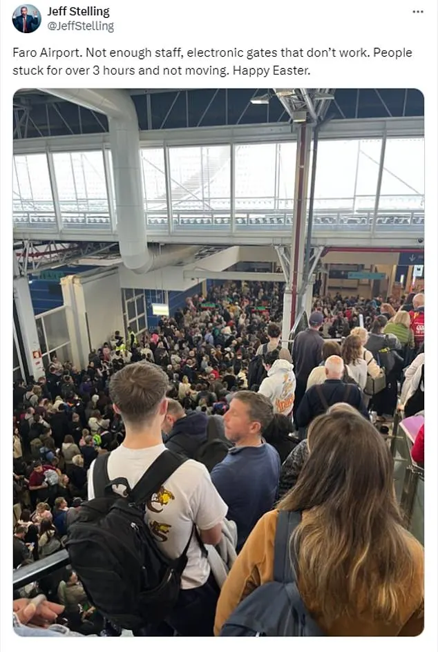 Tourists described how electronic gates at Faro International Airport were not working amid alleged staff shortages