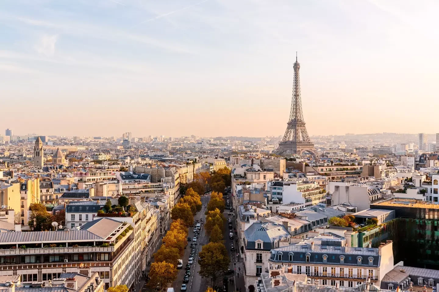 Paris skyline with Eiffel Tower at sunset (Getty Stock Images)