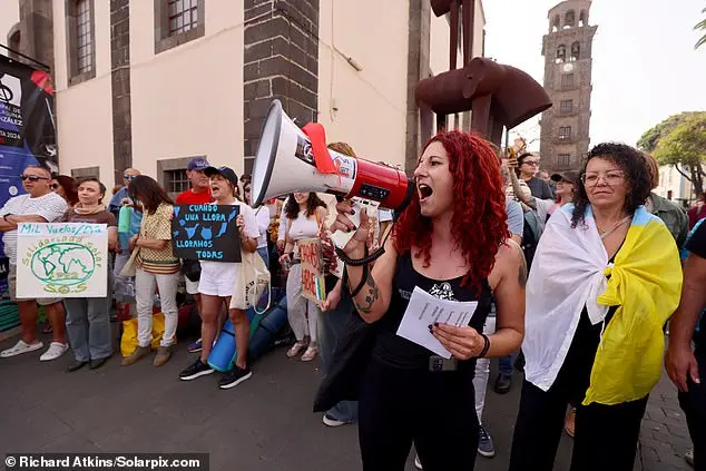 Protestors attend a hunger strike demonstration and march in La Laguna