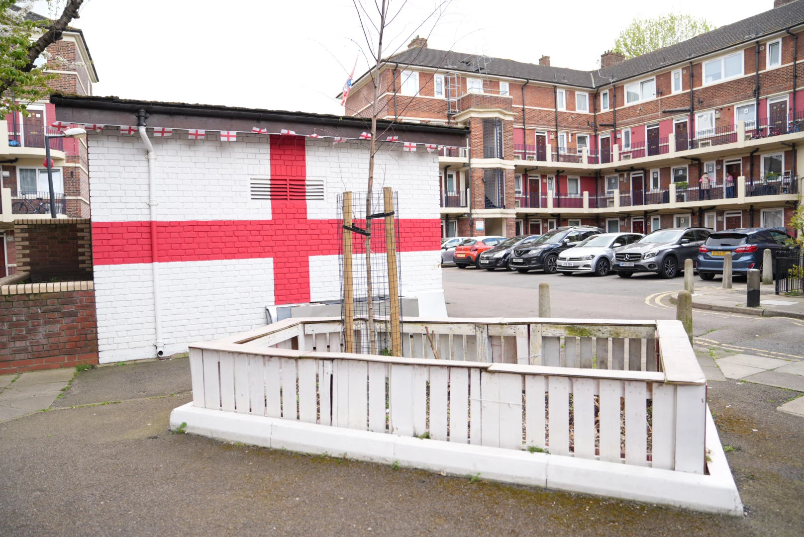 Residents have decorated the estate with the St George's flag