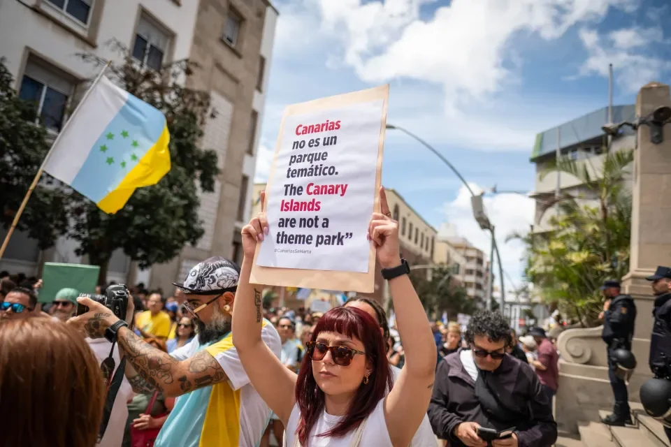 Tens of thousands of protesters marched through Tenerife and other Canary Islands in protest of tourism