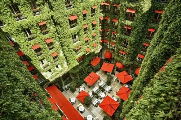 The 100-year-old Hotel Plaza Athenee Paris.