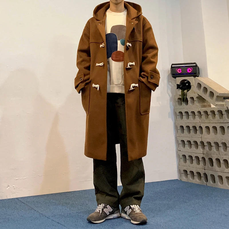 korean men's fashion: Stylish Korean Streetwear Look with Brown Duffle Coat + Casual Layers