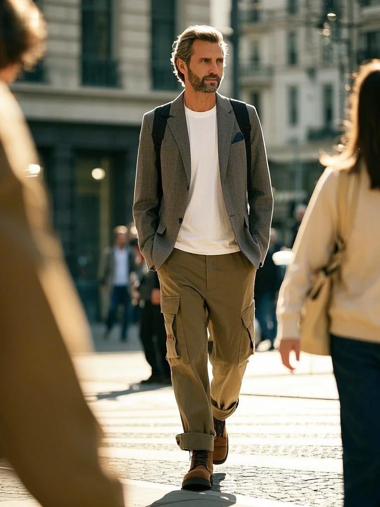 Smart Casual Blazer + Cargo Pants Style + Men's Fashion