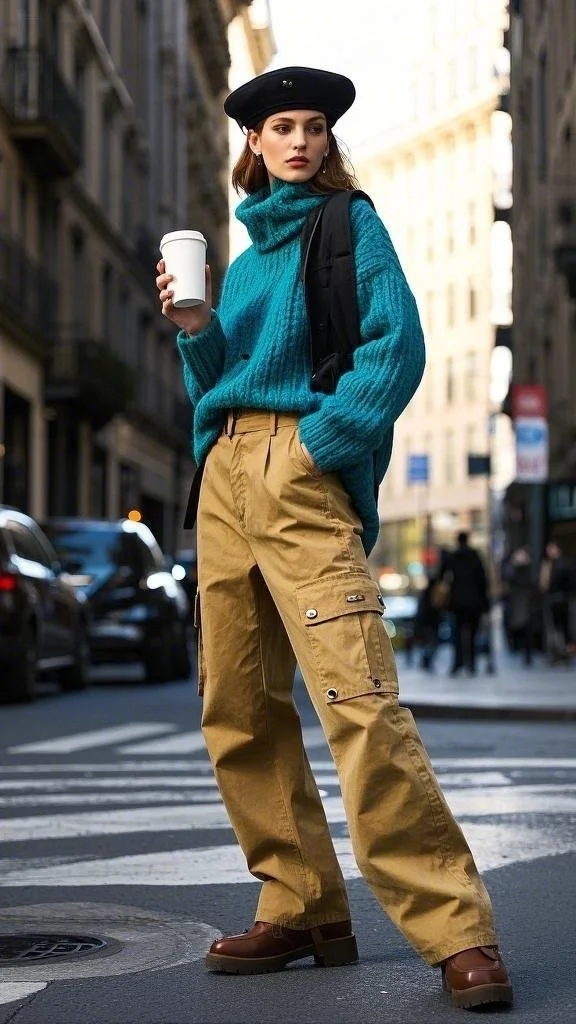 Effortless Parisian Street Style with Cargo Pants