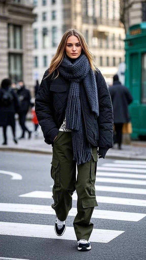 Casual Urban Cool with Quilted Jacket and Cargo Pants