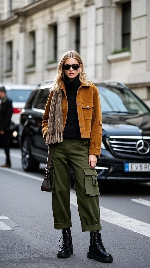 Urban Chic with a Corduroy Jacket and Cargo Pants