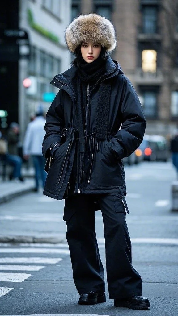 Arctic Urban Style with a Parka and Cargo Pants