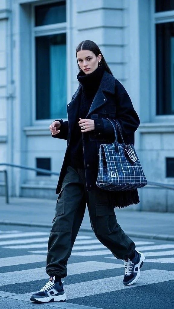 Cargo Pants and a Chic Winter Coat