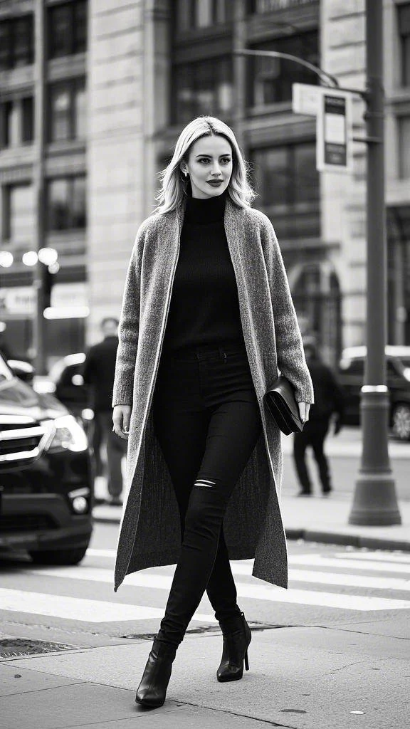 Minimalist Long Cardigan for Women’s Urban Chic Look