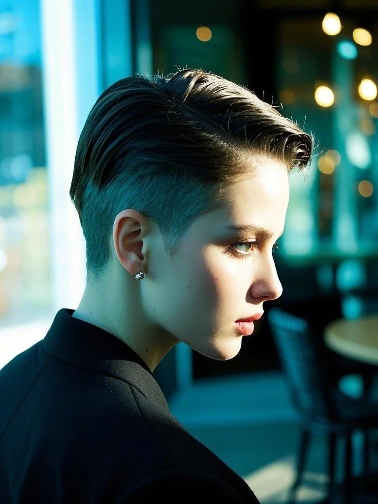 Long pixie cut with undercut for an edgy look