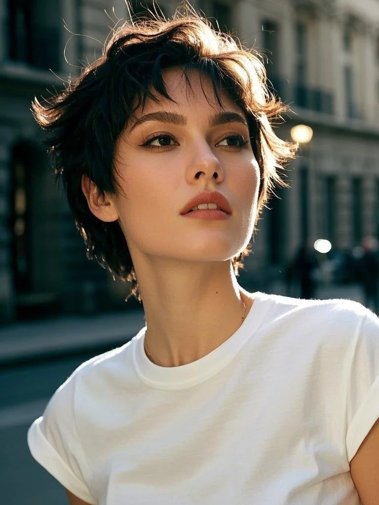 Long pixie cut with wispy bangs