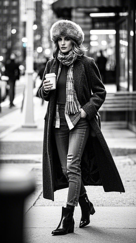 Urban Winter Chic: Ankle Boots & Layered Cold-Weather Style