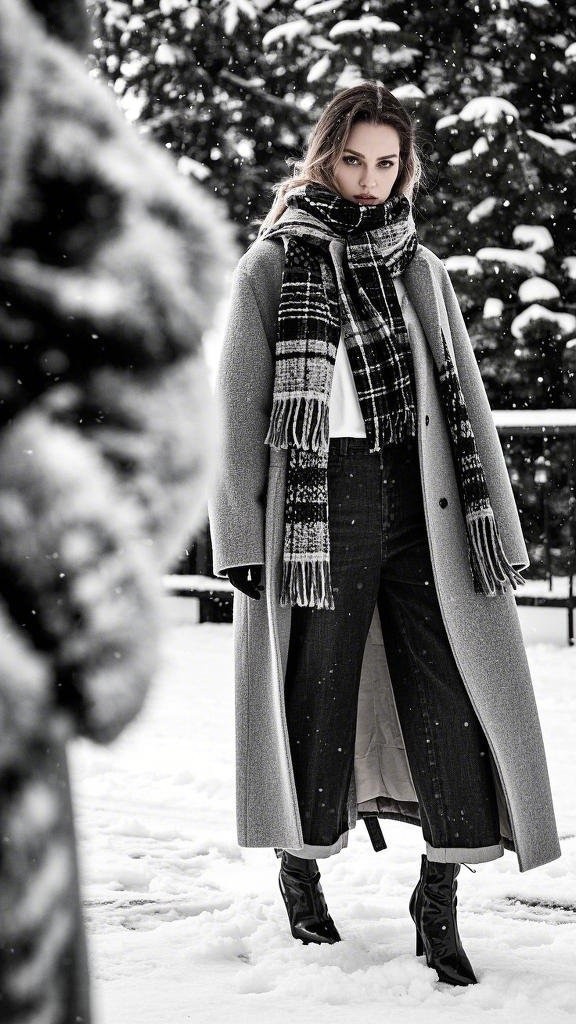 Monochrome Winter Elegance: Ankle Boots & Layered Neutrals