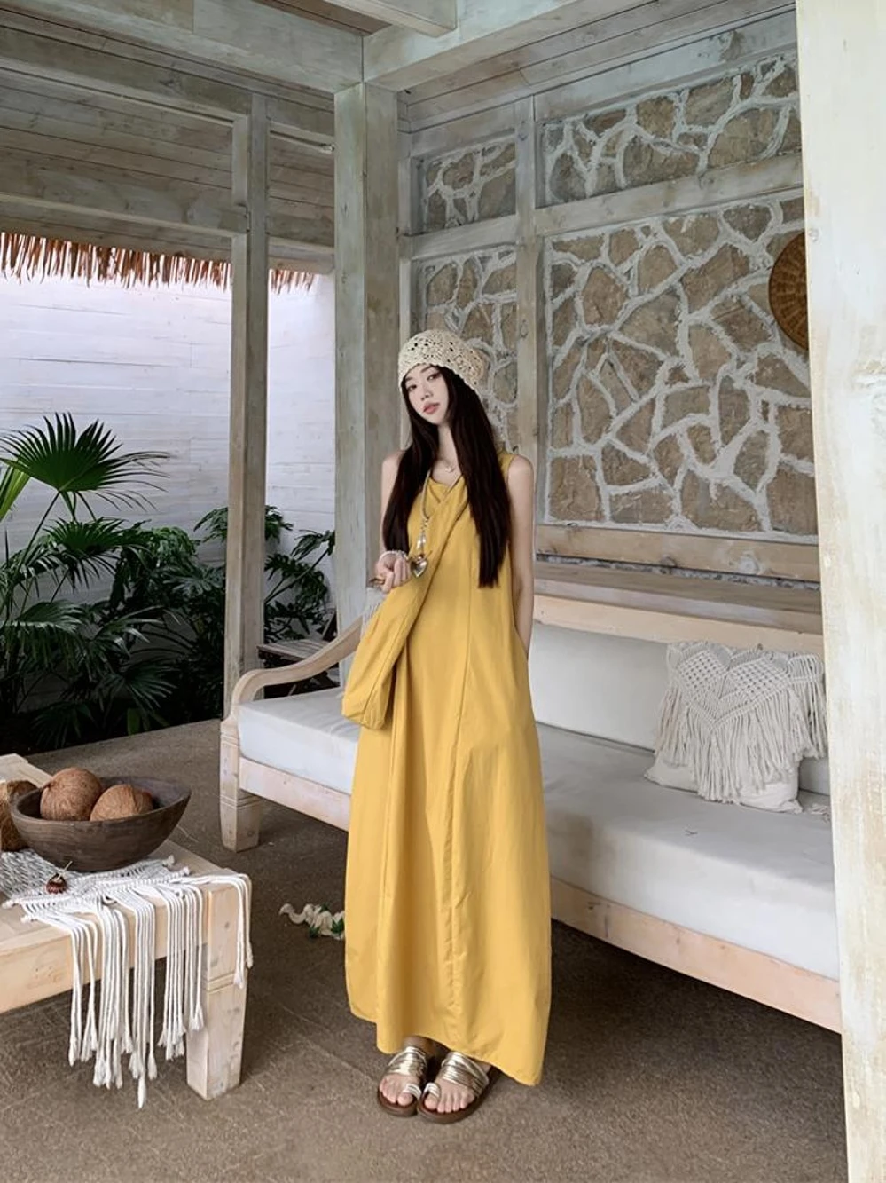 Golden Island Vibes: Boho Maxi Dress Getaway Look