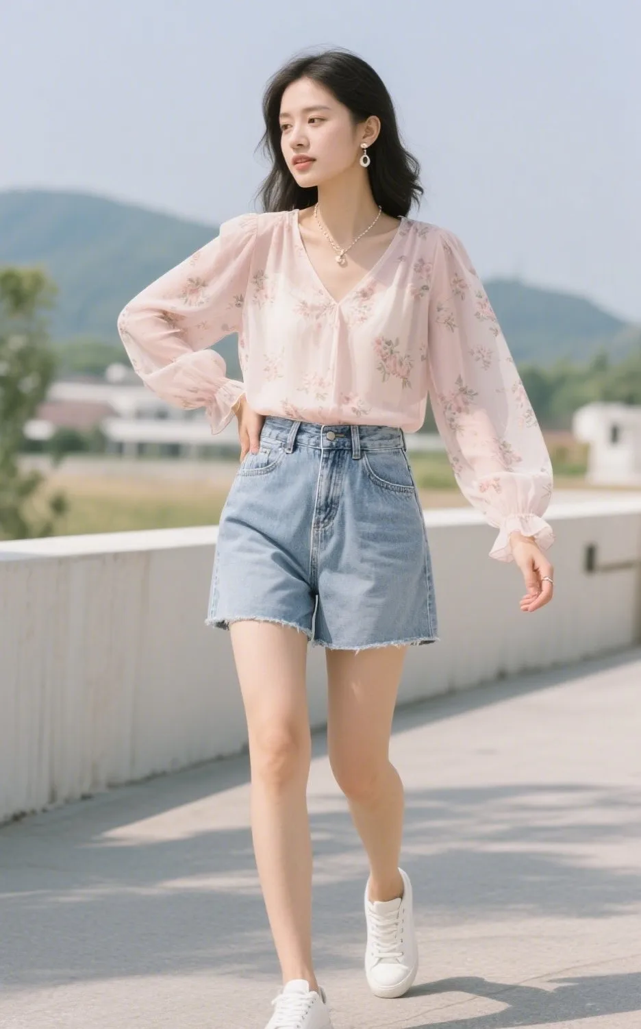 1. Pair with High-Waisted Denim Shorts