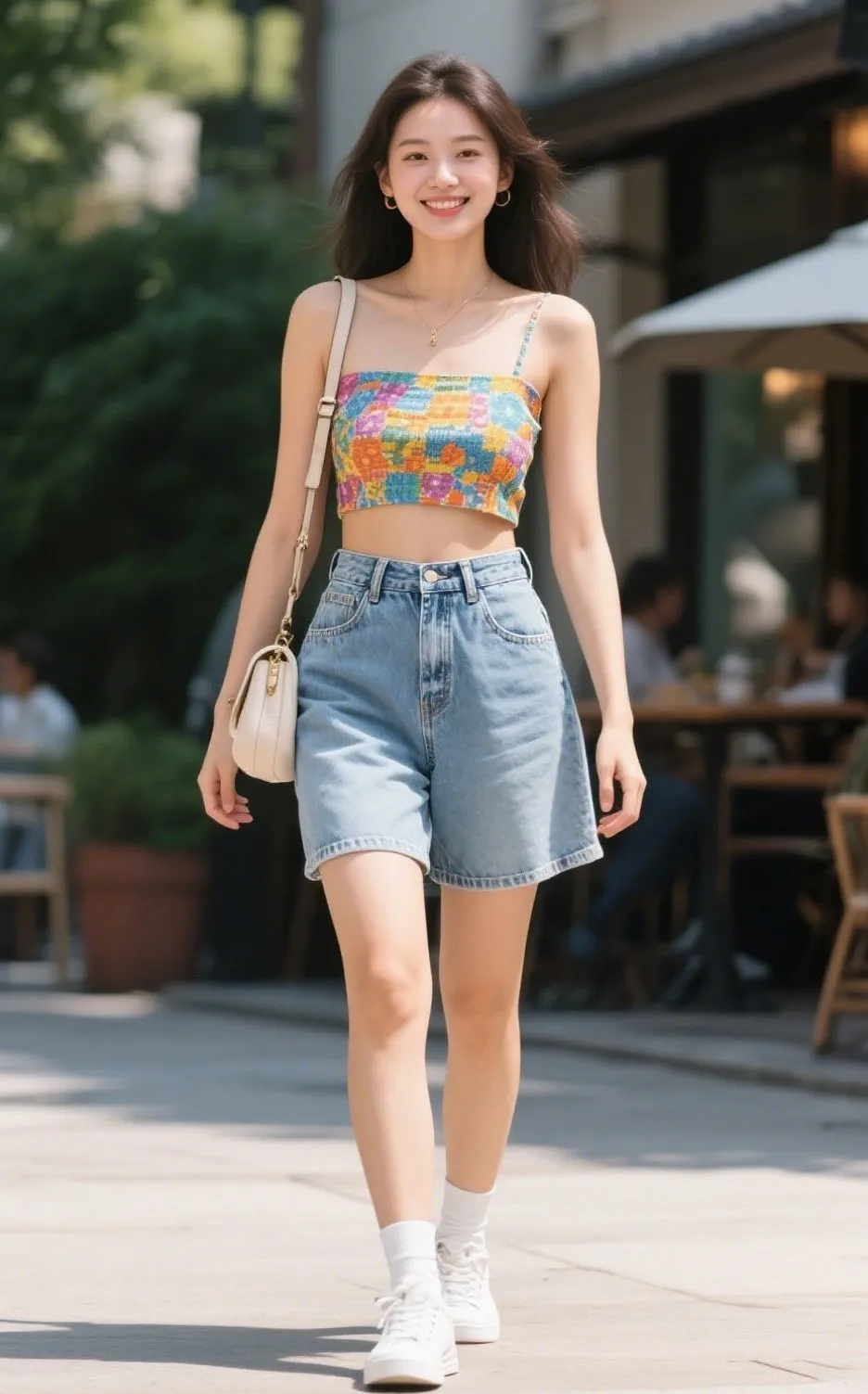 2. High-Waisted Shorts with a Crop Top